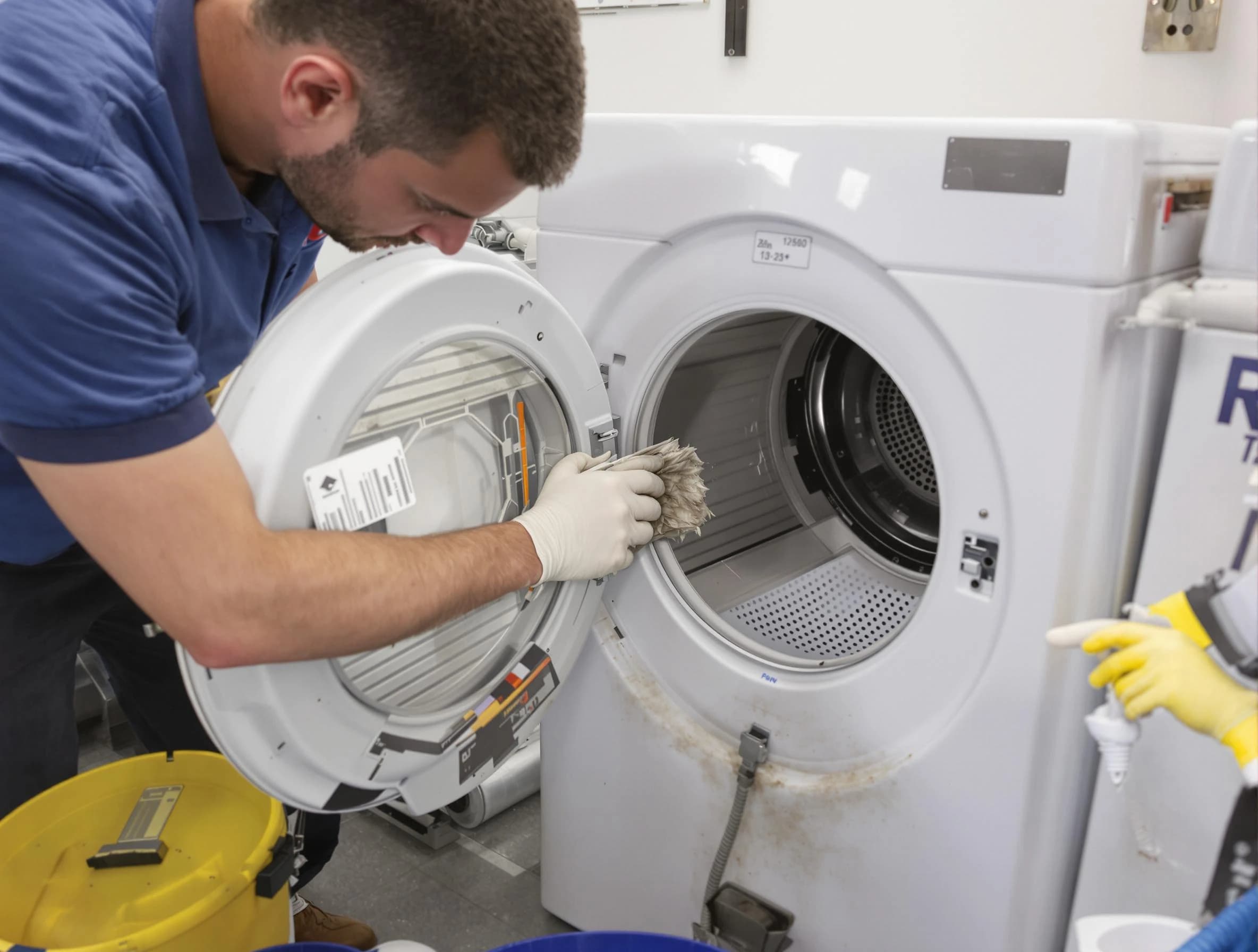 Fullerton Dryer Vent Cleaning specialist performing detailed lint trap cleaning service in Fullerton