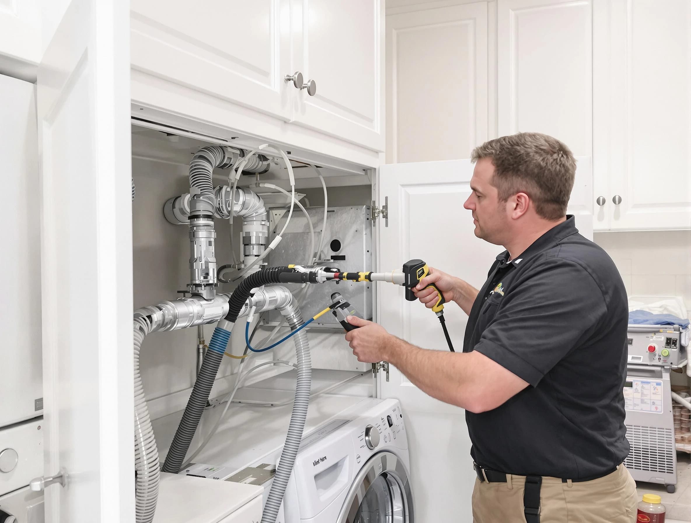 Fullerton Dryer Vent Cleaning professional removing severe blockage from a clogged dryer vent in Fullerton
