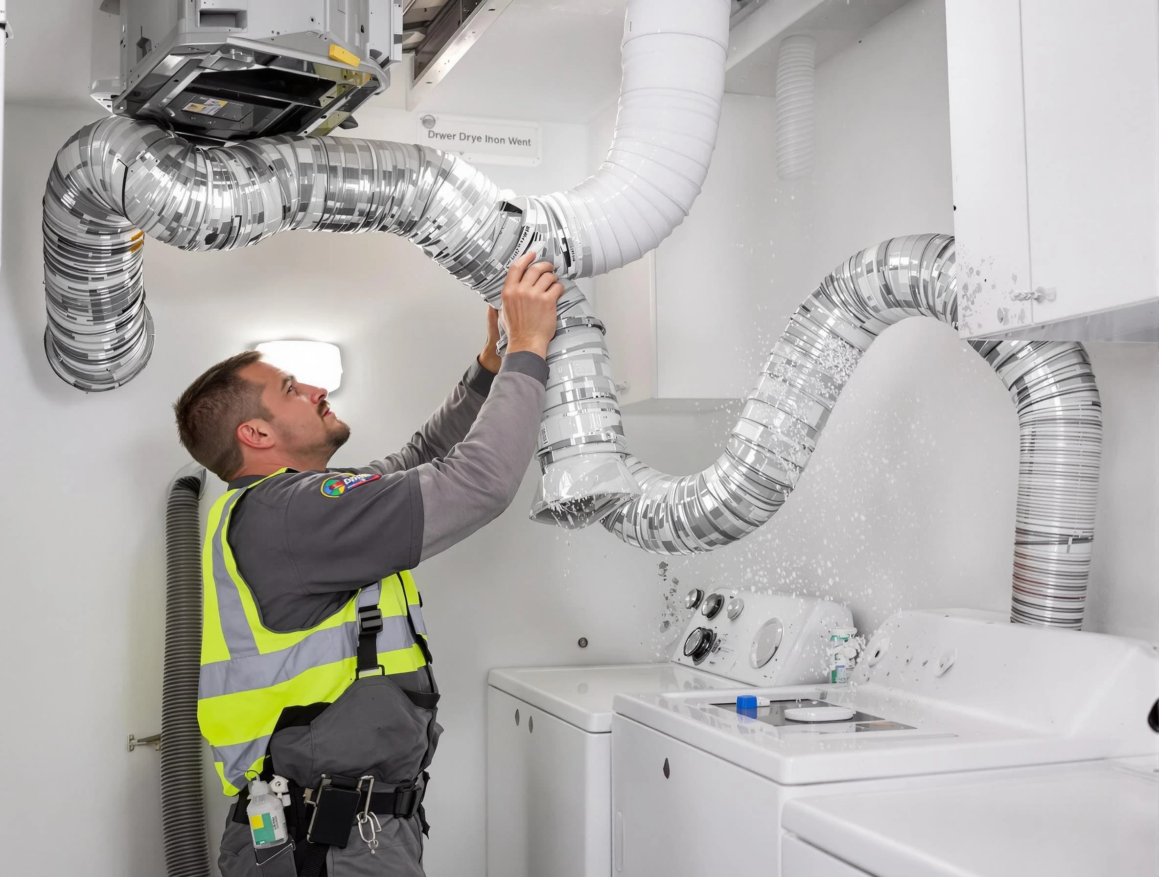 Fullerton Dryer Vent Cleaning technician performing detailed dryer exhaust vent cleaning at a home in Fullerton