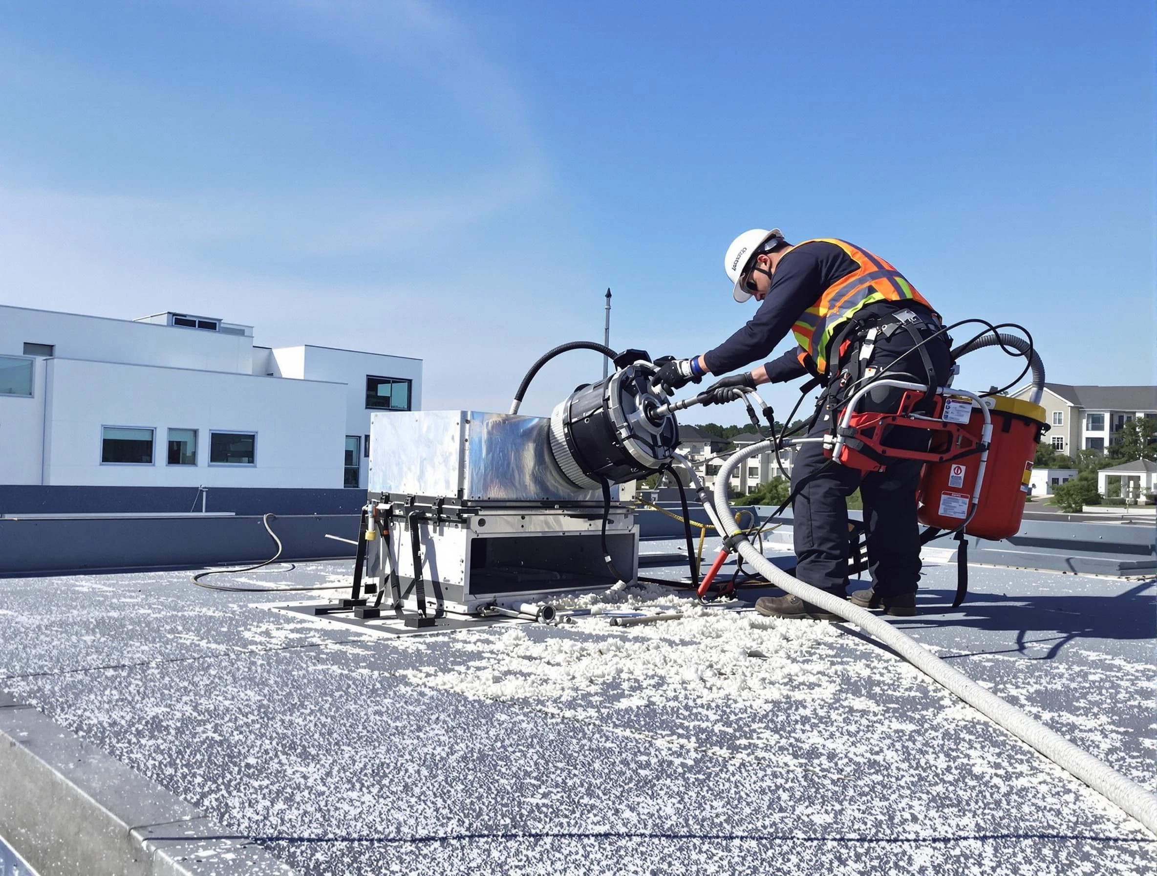 Cleaning Dryer Vent On Roof in Fullerton